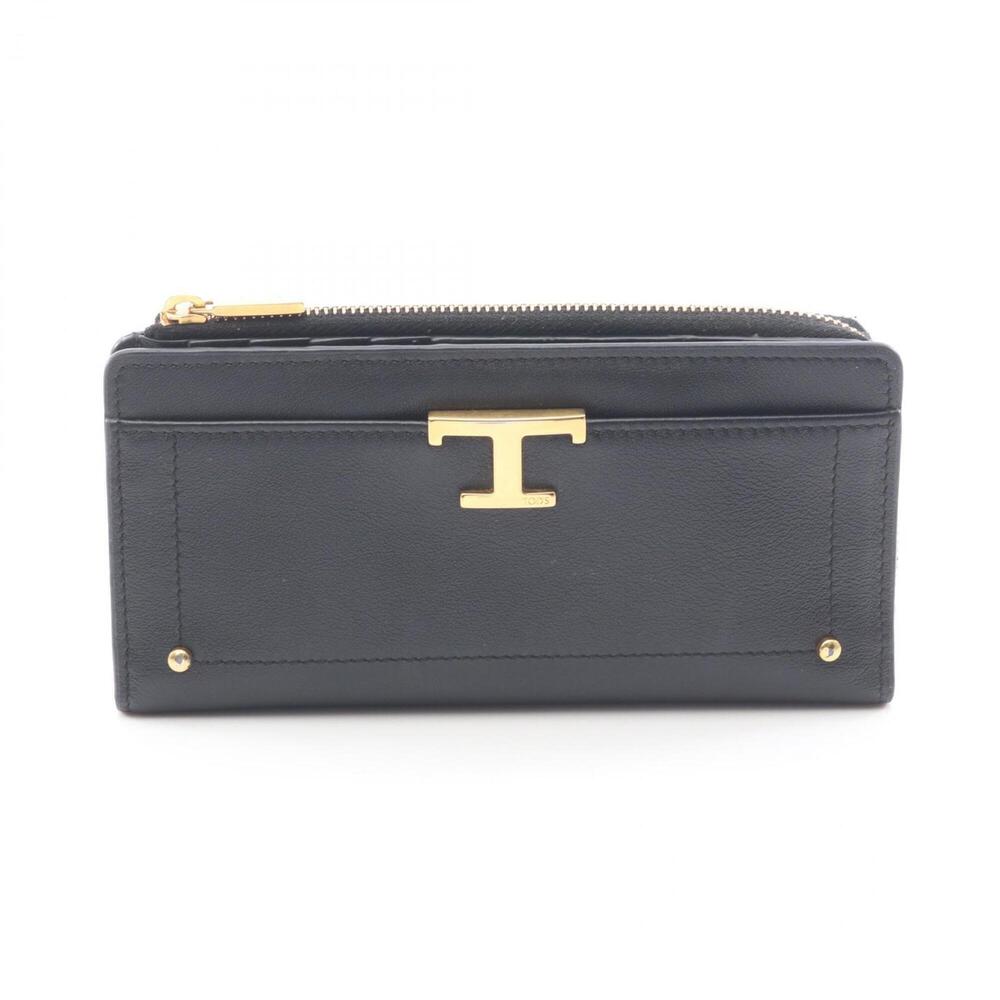 Tod's T Timeless Round Wallet, Leather, Women's, Black